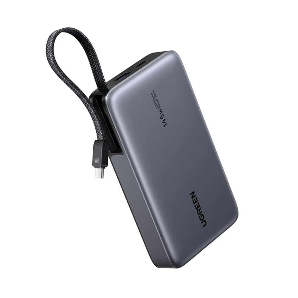 Batería Externa UGREEN PB551 (55992), 20000mAh, 145W, QC + PD, 1 x USB-A - 2 x USB-C, Gris