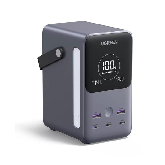 Batería Externa UGREEN PB770, 48000mAh, 300W, QC + PD, 2 x USB-A - 3 x USB-C, Gris