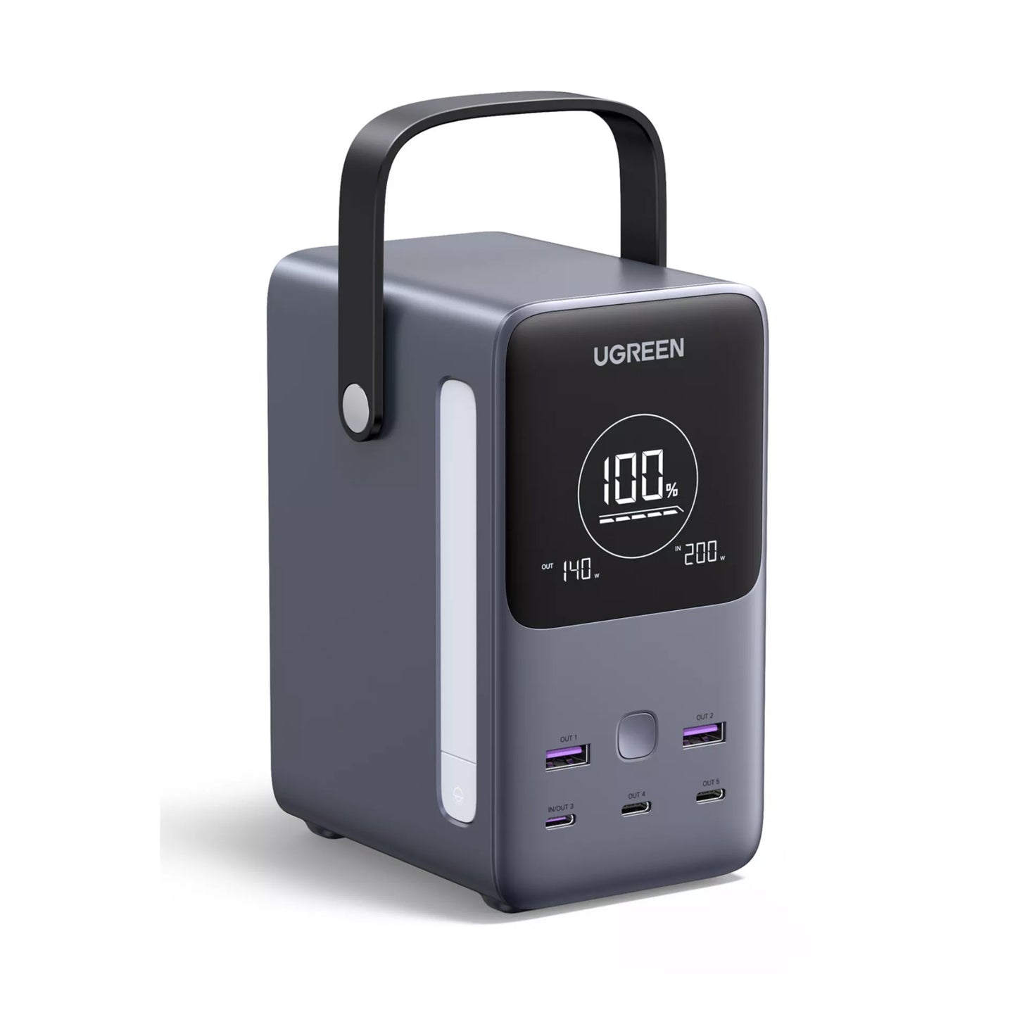 Batería Externa UGREEN PB770, 48000mAh, 300W, QC + PD, 2 x USB-A - 3 x USB-C, Gris