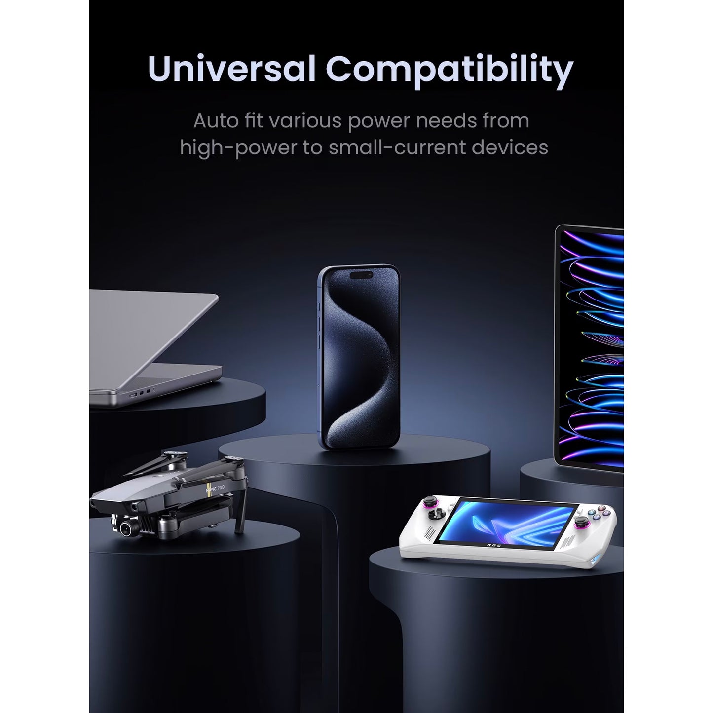 Batería Externa UGREEN PB770, 48000mAh, 300W, QC + PD, 2 x USB-A - 3 x USB-C, Gris