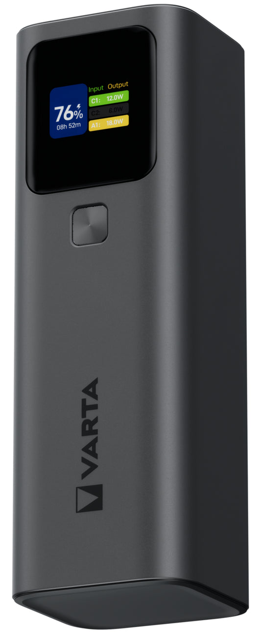Batería Externa Varta High Speed, 27000mAh, 140W, QC + PD, 1 x USB-A - 2 x USB-C, Negra