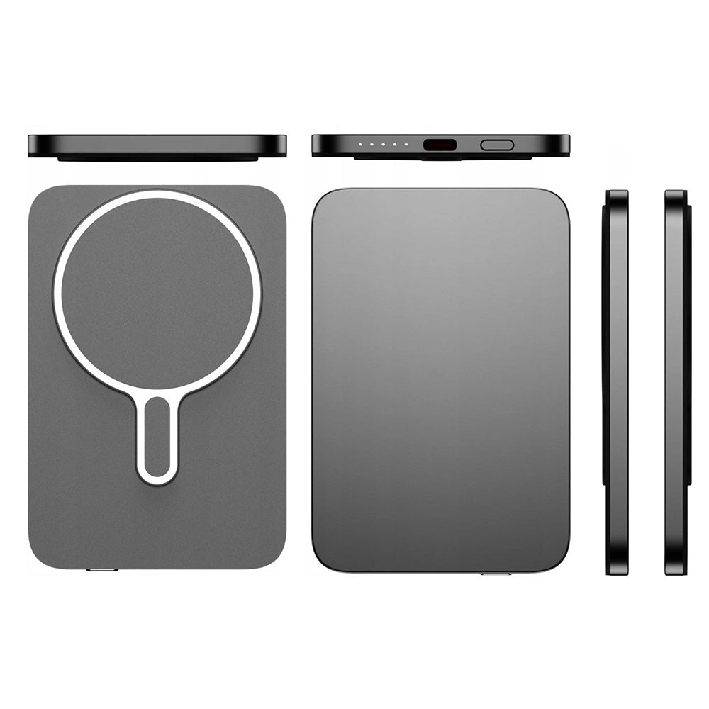 Batería Externa Inalámbrica 3MK MagSnap Go, 5000mAh, 20W, PD + FQI, 1 x QI - 1 x USB-C, Gris