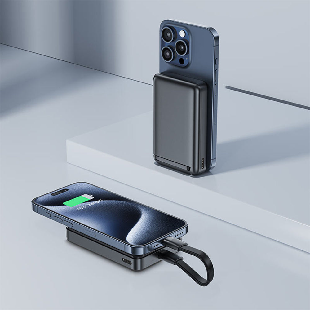 Batería Externa Inalámbrica Acefast M11, 10000mAh, 30W, PD + FQI, 1 x QI - 1 x USB-C, Negra