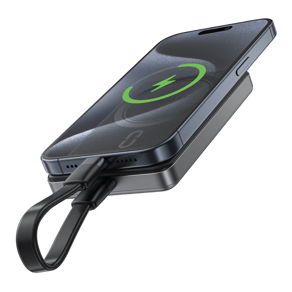 Batería Externa Inalámbrica Acefast M12, 10000mAh, 20W, PD + FQI, 1 x QI - 1 x USB-C, Negra