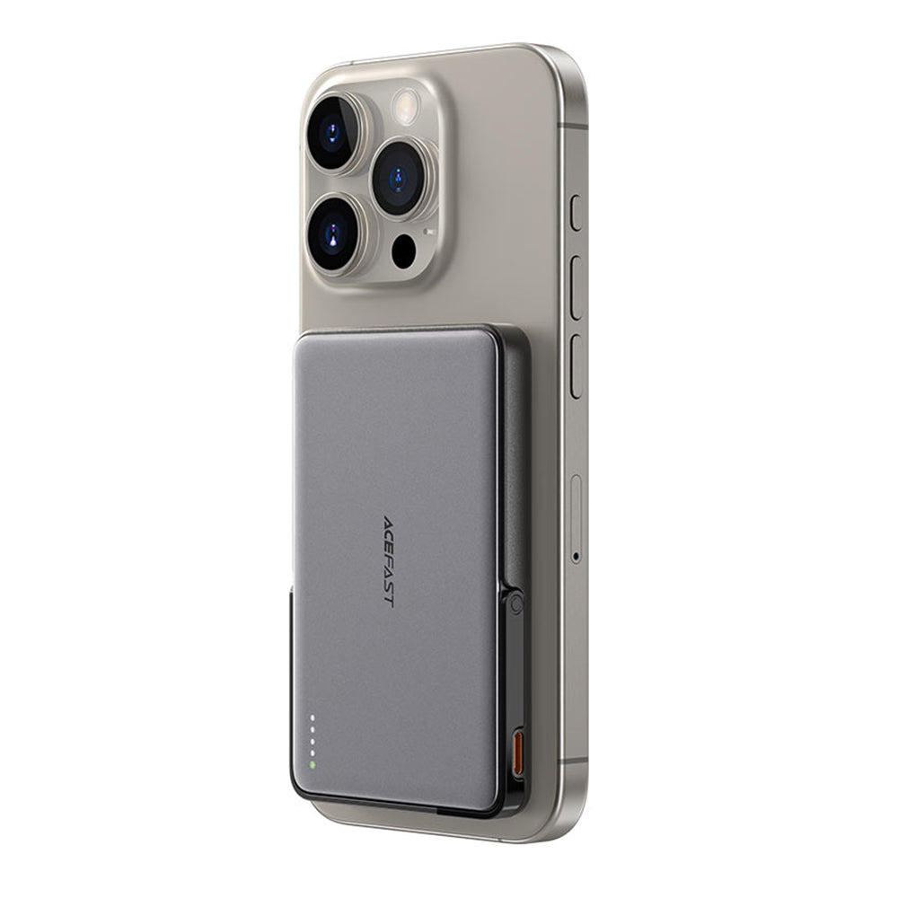 Batería Externa Inalámbrica Acefast M16, 5000mAh, 18W, PD + FQI, 1 x QI - 1 x USB-C, Negra