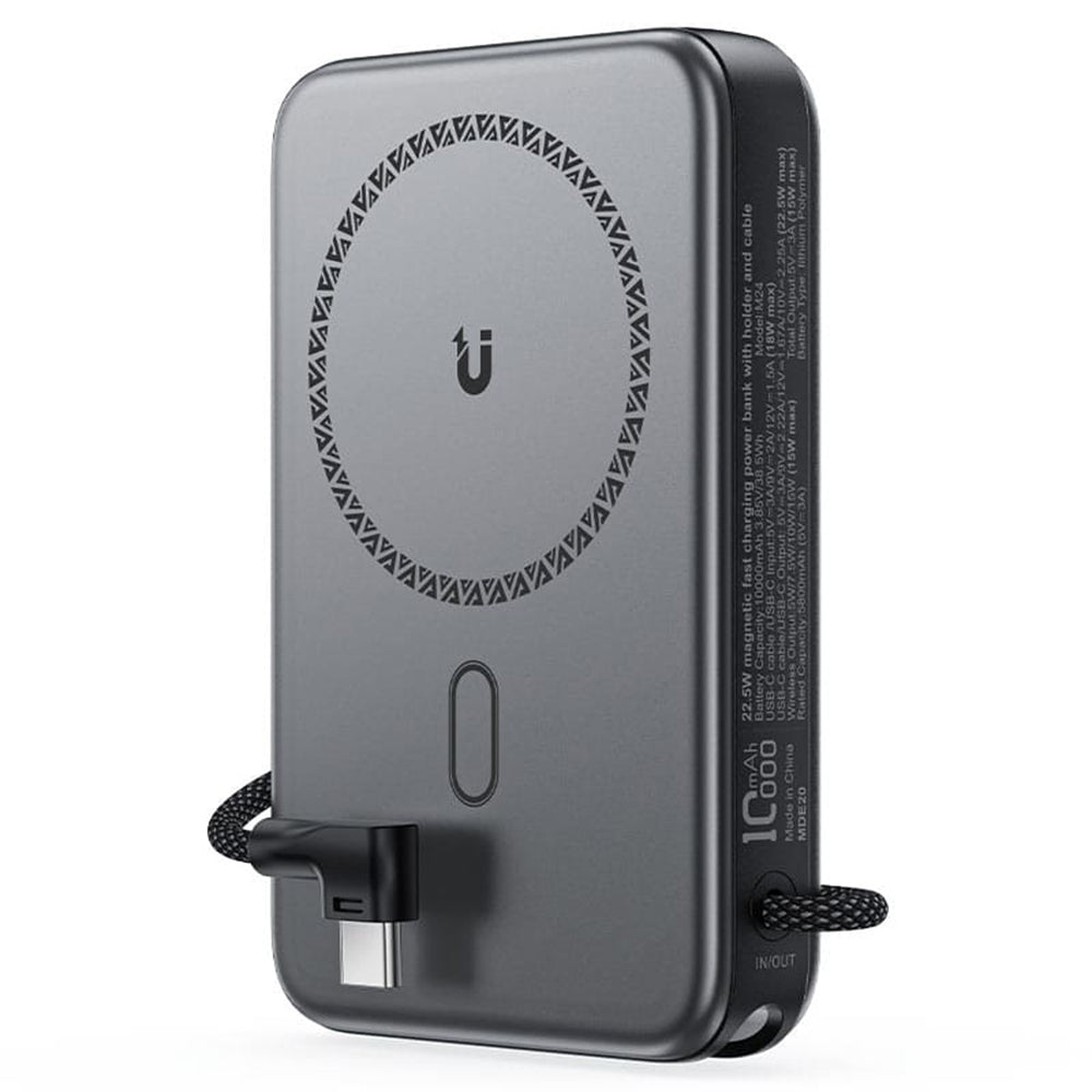 Batería Externa Inalámbrica Acefast M24, 10000mAh, 22.5W, PD + FQI, 1 x QI - 2 x USB-C, Gris