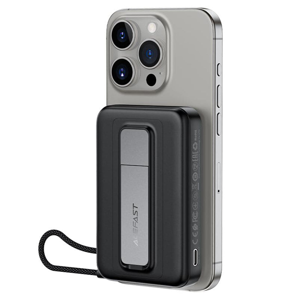 Batería Externa Inalámbrica Acefast M24, 10000mAh, 22.5W, PD + FQI, 1 x QI - 2 x USB-C, Gris