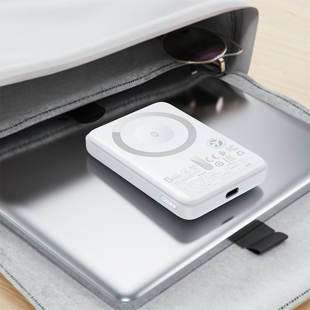 Batería Externa Inalámbrica Acefast M25, 5000mAh, 20W, PD + FQI, 1 x QI - 1 x USB-C, Blanca