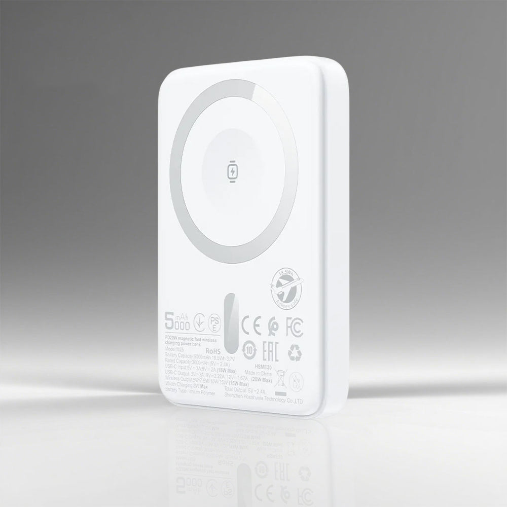 Batería Externa Inalámbrica Acefast M25, 5000mAh, 20W, PD + FQI, 1 x QI - 1 x USB-C, Blanca