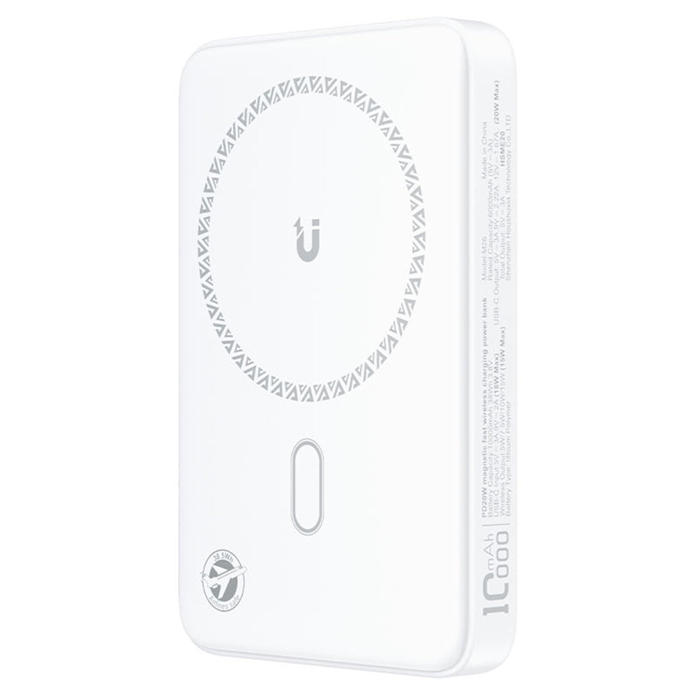 Batería Externa Inalámbrica Acefast M26, 10000mAh, 20W, PD + FQI, 1 x QI - 1 x USB-C, Blanca