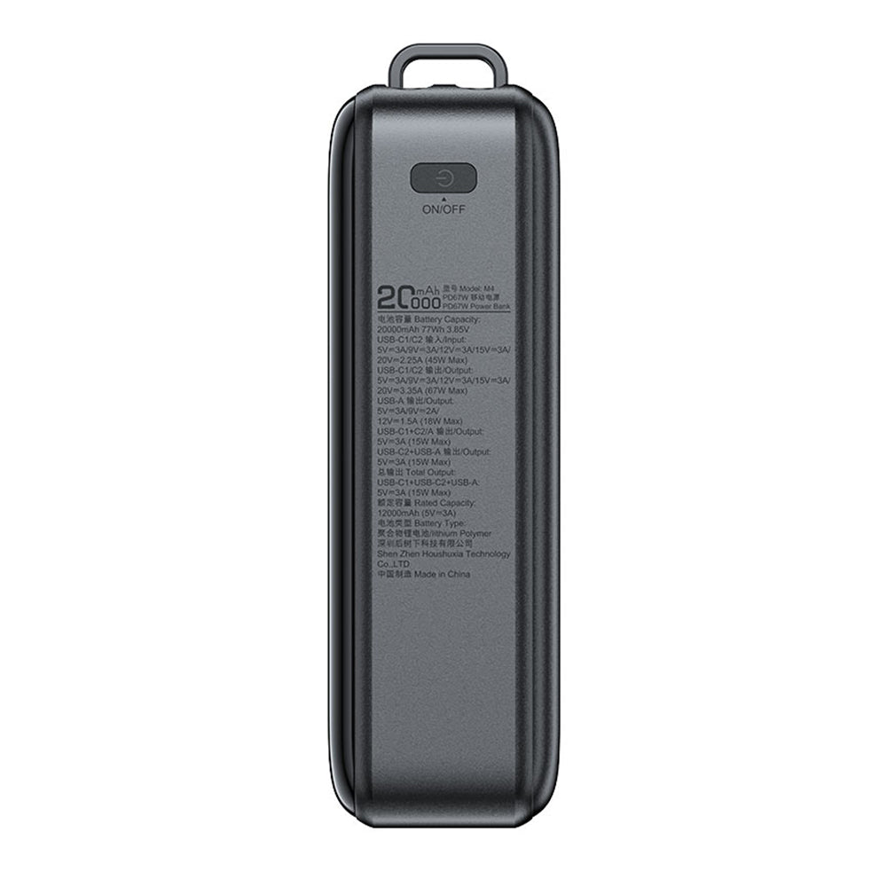 Batería Externa Acefast M4, 20000mAh, 67W, PD, 1 x USB-A - 2 x USB-C, Negra
