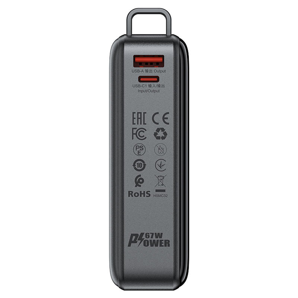 Batería Externa Acefast M4, 20000mAh, 67W, PD, 1 x USB-A - 2 x USB-C, Negra