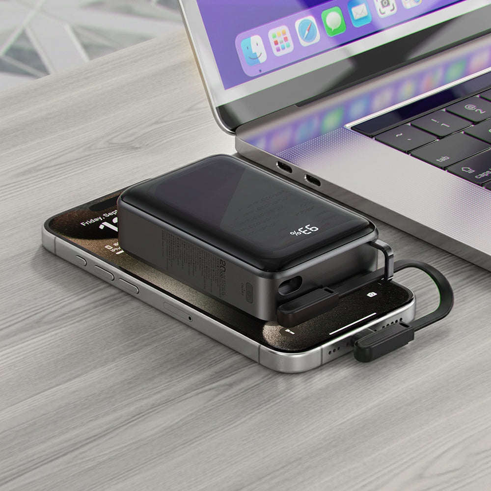 Batería Externa Acefast M4, 20000mAh, 67W, PD, 1 x USB-A - 2 x USB-C, Negra