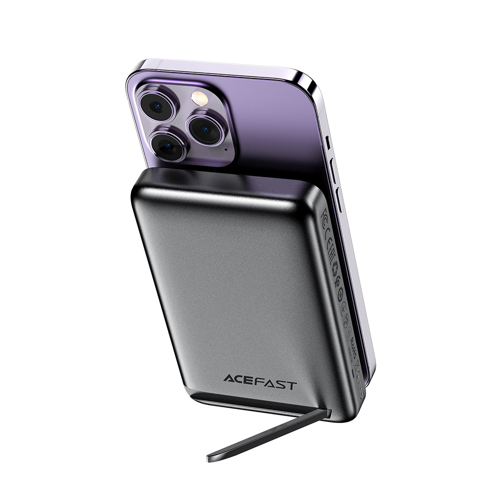 Batería Externa Inalámbrica Acefast M6, 10000mAh, 20W, PD + FQI, 1 x QI - 1 x USB-C, Negra