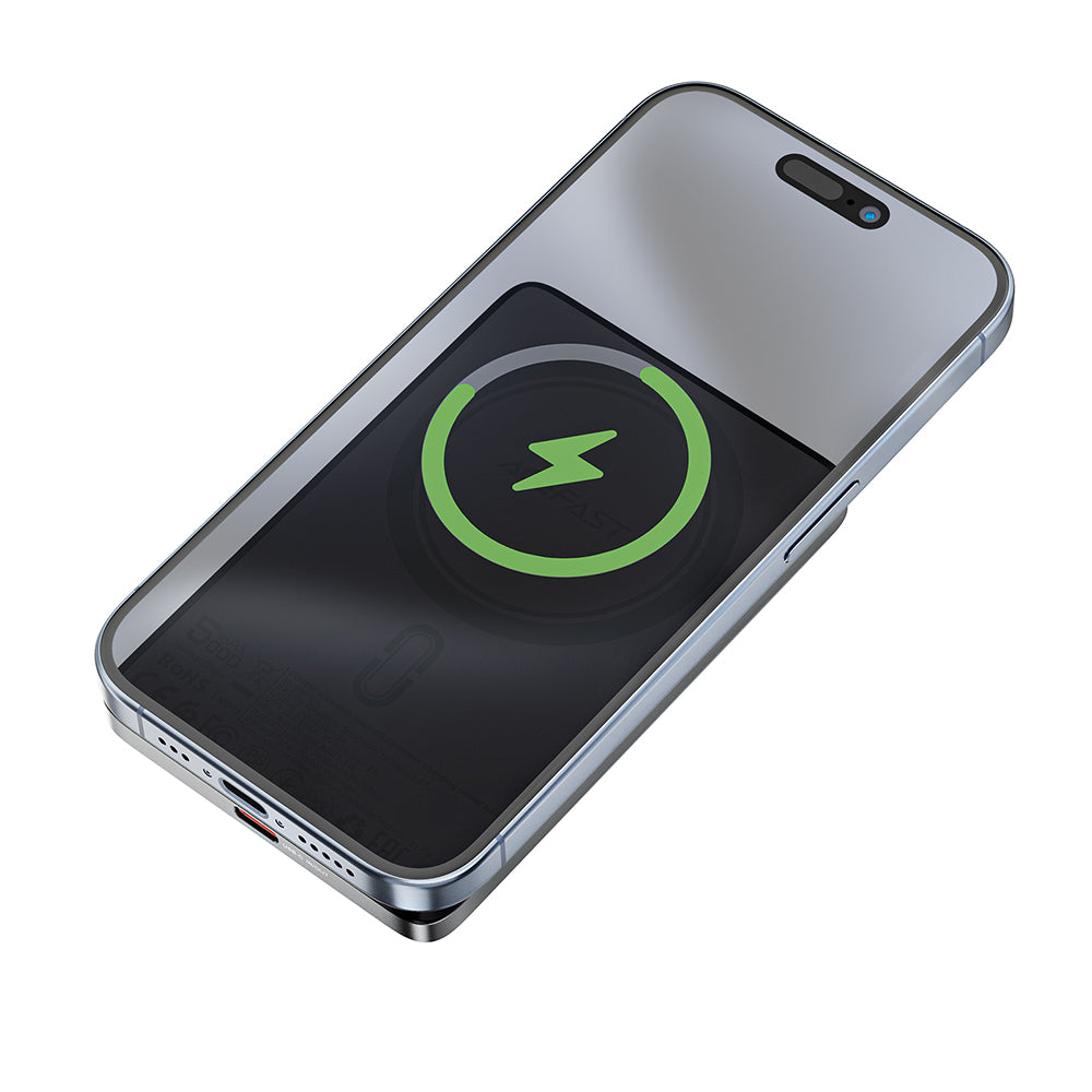 Batería Externa Inalámbrica Acefast M8, 5000mAh, 18W, PD + FQI, 1 x QI - 1 x USB-C, Negra