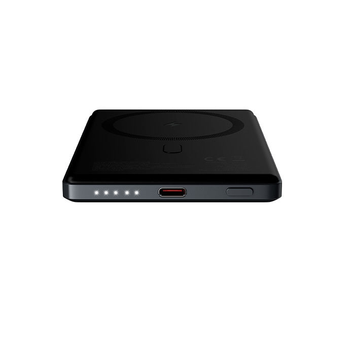 Batería Externa Inalámbrica Allity. APB-300, 5000mAh, 20W, PD + FQI, 1 x QI - 1 x USB-C, Gris