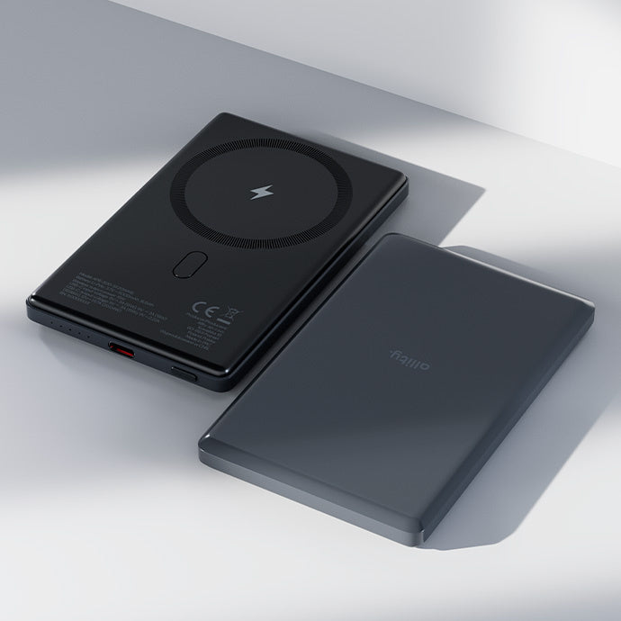 Batería Externa Inalámbrica Allity. APB-300, 5000mAh, 20W, PD + FQI, 1 x QI - 1 x USB-C, Gris