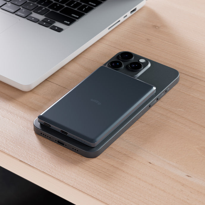 Batería Externa Inalámbrica Allity. APB-300, 5000mAh, 20W, PD + FQI, 1 x QI - 1 x USB-C, Gris
