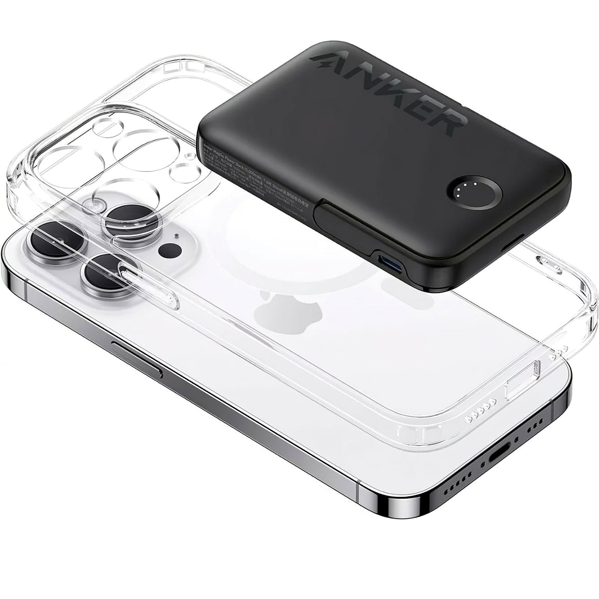 Batería externa inalámbrica Anker 322 MagGo, 5000mAh, 12W, 1 x QI - 1 x USB-C, Negro A1618G11