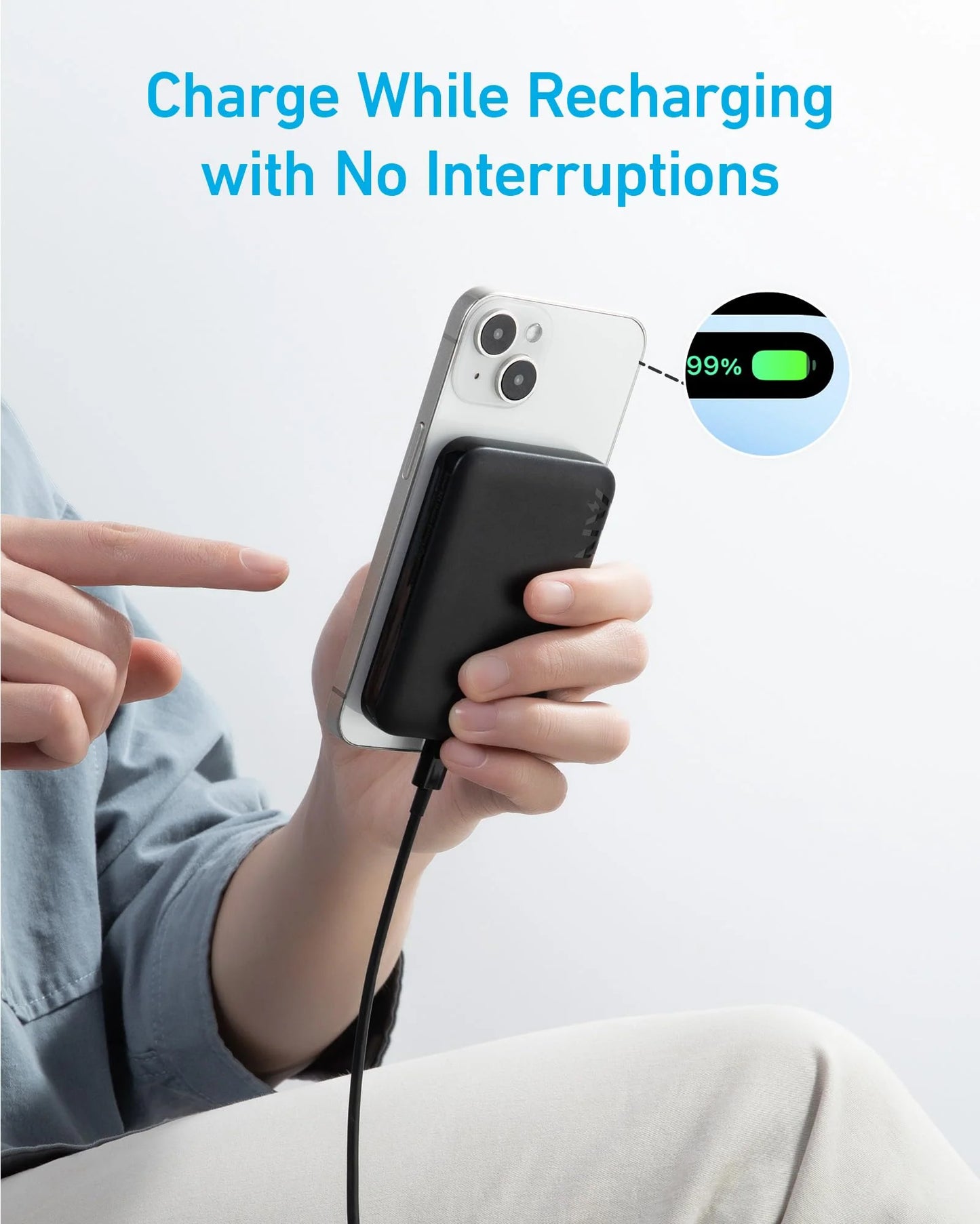 Batería externa inalámbrica Anker 321 MagGo, 5000mAh, 7.5W, 1 x IQ, Negro A1616G11