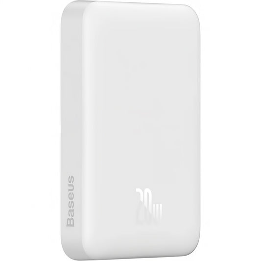 Batería Externa Inalámbrica Baseus Magnetic Mini, 10000mAh, 20W, PD + FQI, 1 x QI - 1 x USB-C, Blanca PPCX07002