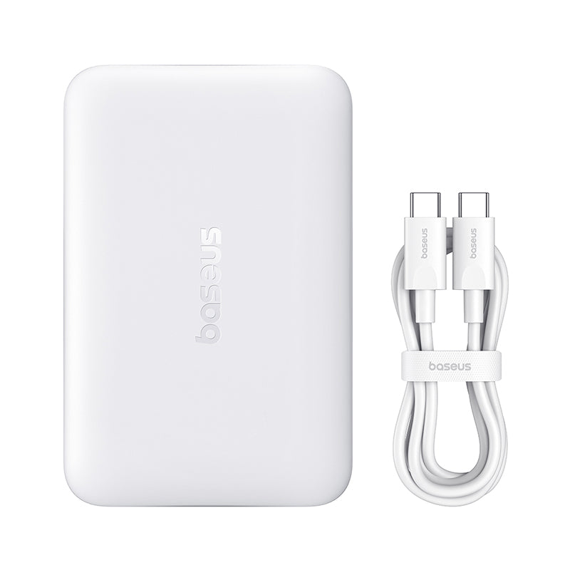 Batería Externa Inalámbrica Baseus EnerFill FM11, 10000mAh, 30W, PD + FQI, 1 x QI - 1 x USB-C, Blanca