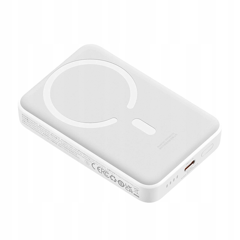 Batería Externa Inalámbrica Baseus Magnetic Mini, 10000mAh, 30W, PD + FQI, 1 x QI - 1 x USB-C, Blanca PPCX110202