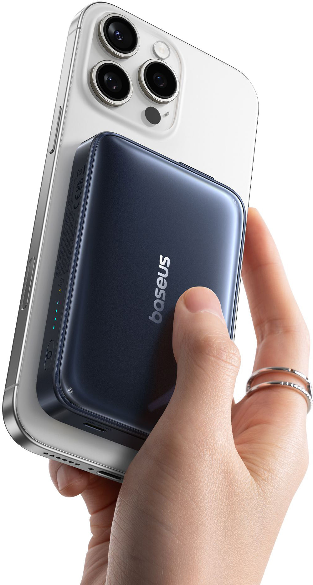 Batería Externa Inalámbrica Baseus PicoGo AM61, 10000mAh, 45W, PD + FQI, 1 x QI - 2 x USB-C, Negra E0028V00