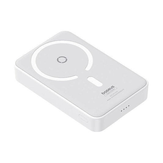 Batería Externa Inalámbrica Baseus MagPro PPCXZ05, 5000mAh, 20W, PD + FQI, 1 x QI - 1 x USB-C, Blanca P10064101223-00