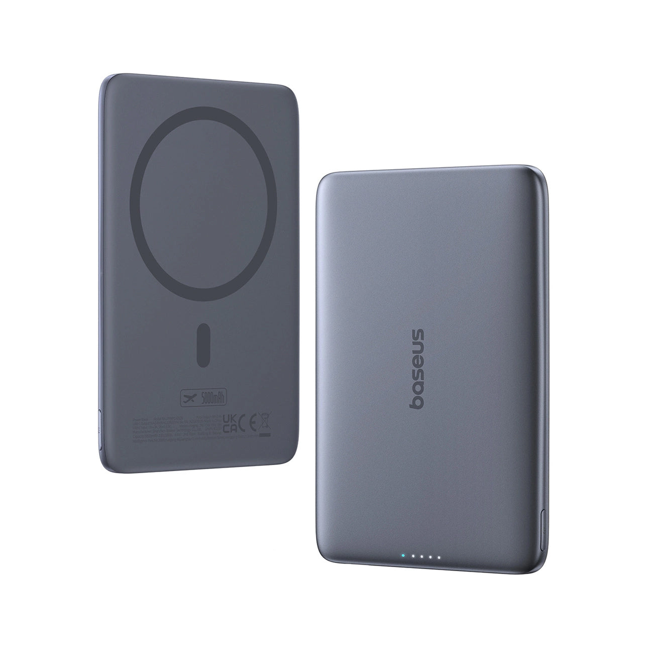 Baseus PicoGo AM41 External Wireless Battery, 5000mAh, 20W, PD + FQI, 1 x QI - 1 x USB-C, Gray P1007680C813-00