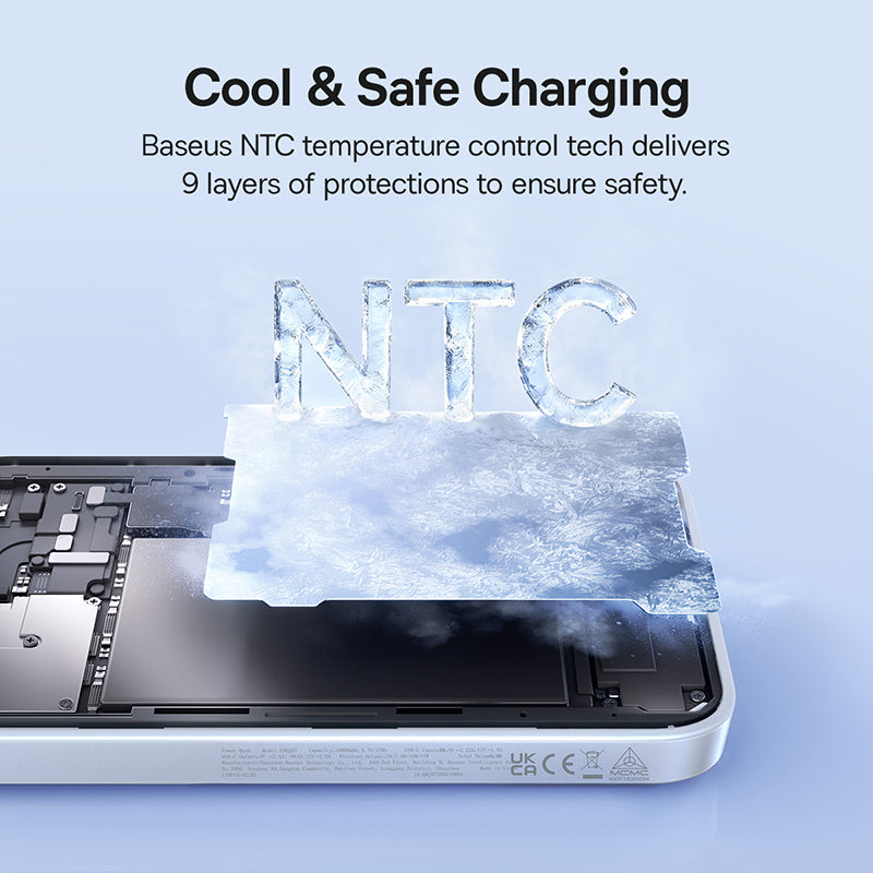 Batería Externa Inalámbrica Baseus EnerFill FM11, 10000mAh, 30W, PD + FQI, 1 x QI - 1 x USB-C, Blanca