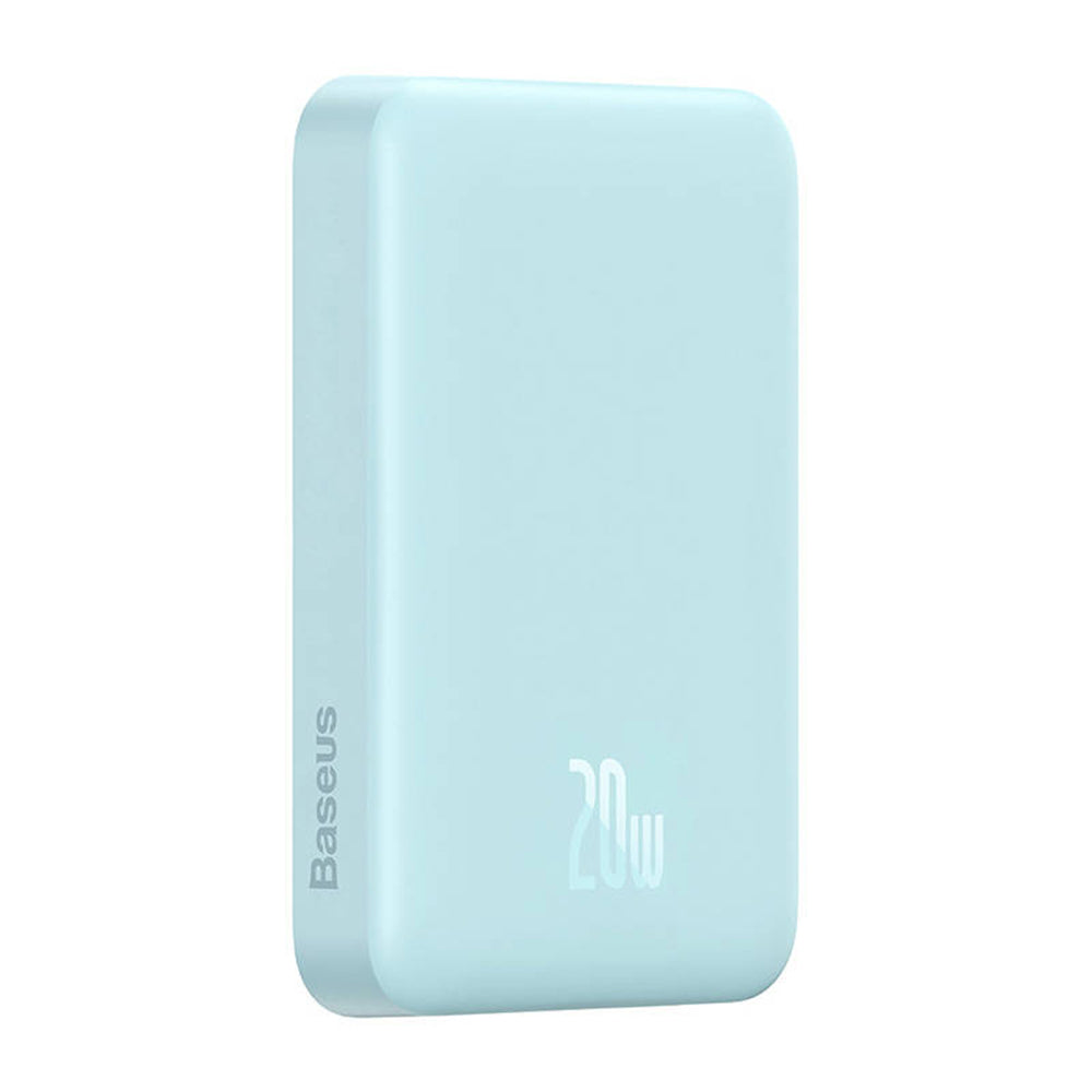 Batería Externa Inalámbrica Baseus Magnetic Mini, 10000mAh, 20W, PD + FQI, 1 x QI - 1 x USB-C, Azul PPCX110103