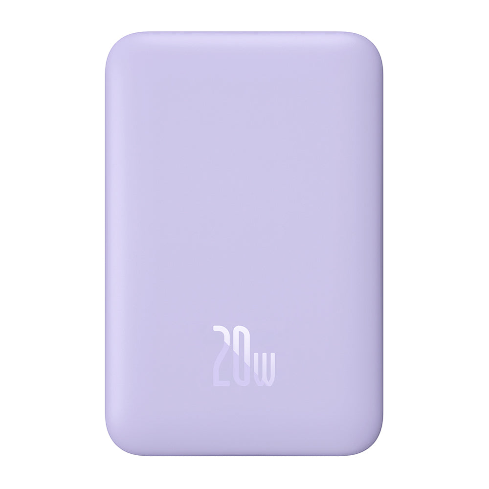 Batería Externa Inalámbrica Baseus Magnetic Mini, 10000mAh, 20W, PD + FQI, 1 x QI - 1 x USB-C, Morado PPCX110105