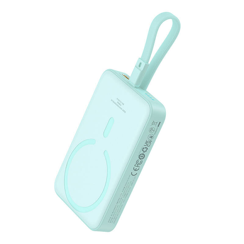 Batería Externa Inalámbrica Baseus Magnetic Mini, 10000mAh, 20W, PD + FQI, 1 x Lightning - 1 x QI - 1 x USB-C, Verde P10022109333-00