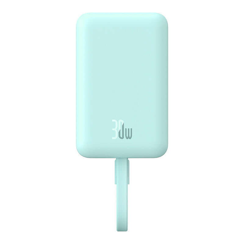 Batería Externa Inalámbrica Baseus Magnetic Mini, 10000mAh, 30W, PD + FQI, 1 x Lightning - 1 x QI - 1 x USB-C, Azul P1002210B333-00