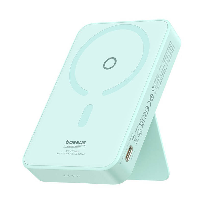 Batería Externa Inalámbrica Baseus MagPro PPCXZ05, 5000mAh, 20W, PD + FQI, 1 x QI - 1 x USB-C, Verde P10064101333-00