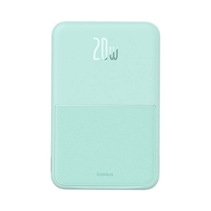Batería Externa Inalámbrica Baseus MagPro PPCXZ05, 5000mAh, 20W, PD + FQI, 1 x QI - 1 x USB-C, Verde P10064101333-00