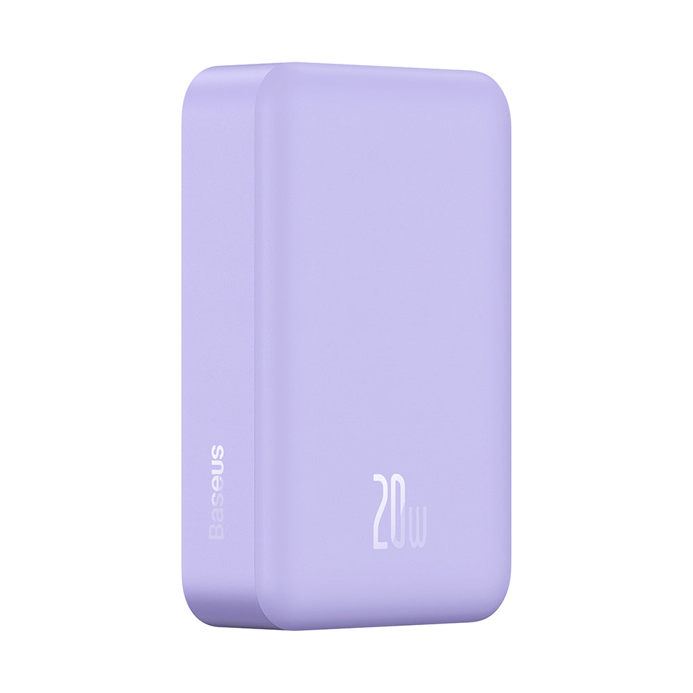 Batería Externa Inalámbrica Baseus Magnetic Mini, 20000mAh, 20W, PD + FQI, 1 x QI - 1 x USB-C, Morado PPCX150005