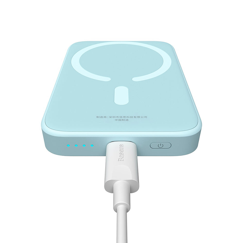 Batería Externa Inalámbrica Baseus Mini Air, 6000mAh, 20W, PD + FQI, 1 x QI - 1 x USB-C, Azul P10059002313-00
