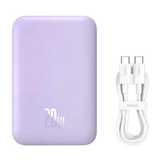 Baseus Mini Air Wireless External Battery, 6000mAh, 20W, PD + FQI, 1 x QI - 1 x USB-C, Purple P10059002513-00