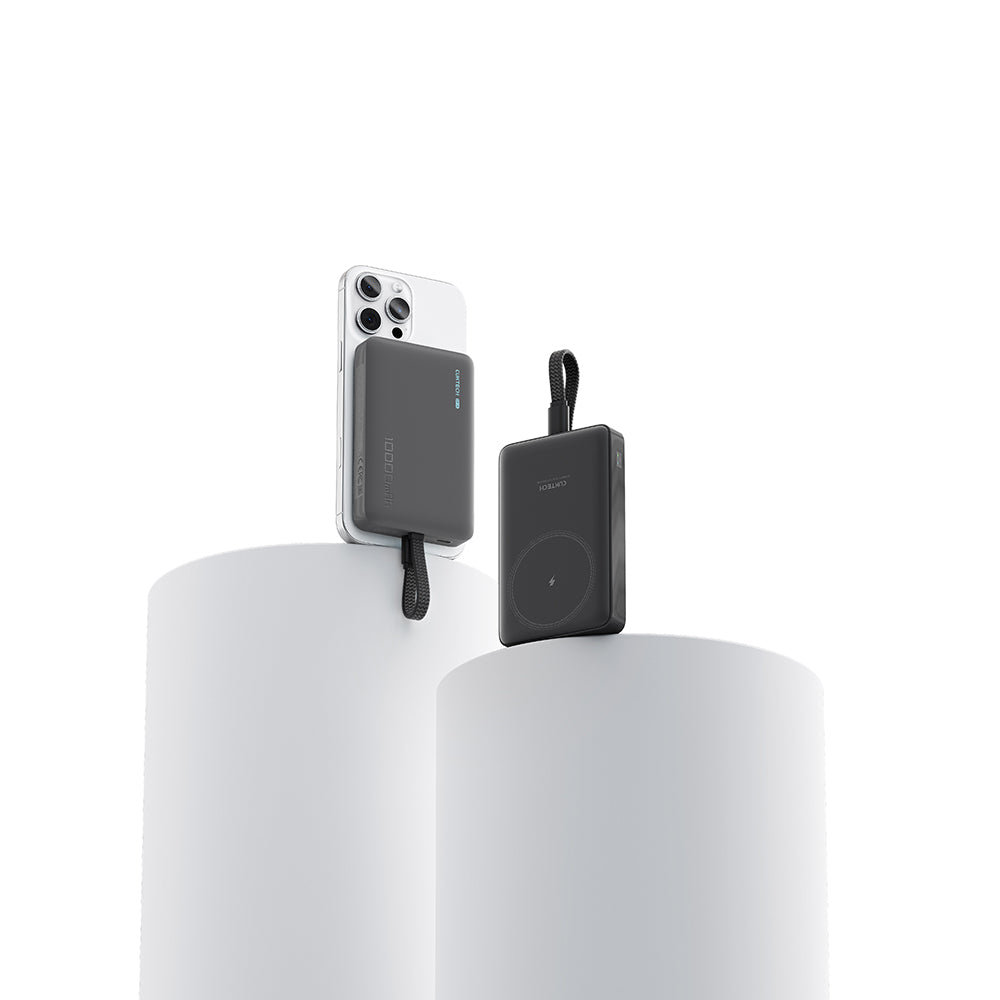 Batería Externa Inalámbrica Cuktech WPB100L, 10000mAh, 22.5W, PD + FQI, 1 x QI - 2 x USB-C, Negra CKWPB100LGLBK