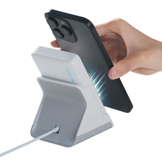 Batería Externa Inalámbrica Cuktech WPB100N, 10000mAh, 20W, PD + FQI, 1 x QI - 1 x USB-C, Blanca CKWPB100NGLGR