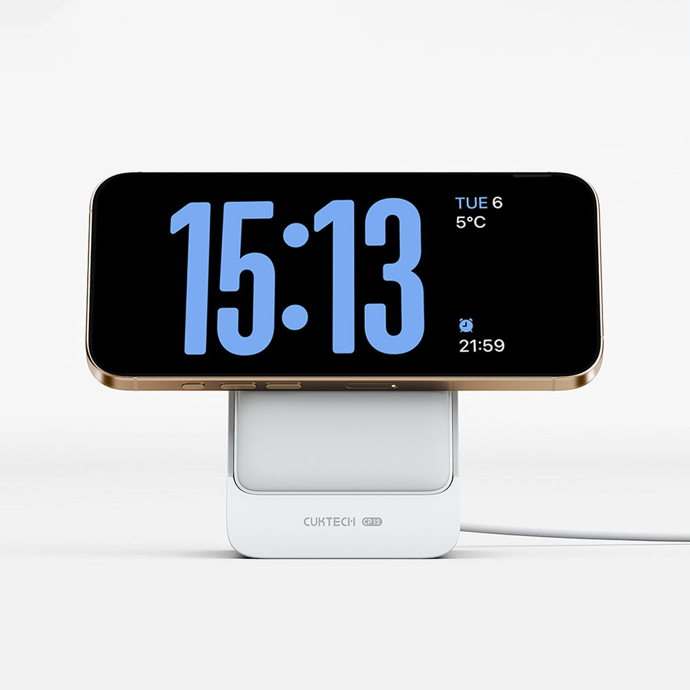 Batería Externa Inalámbrica Cuktech WPB100N, 10000mAh, 20W, PD + FQI, 1 x QI - 1 x USB-C, Blanca CKWPB100NGLGR