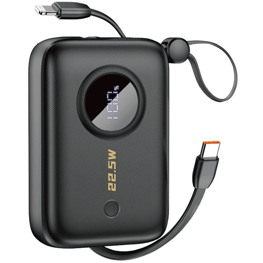 Batería externa Dudao K14, 10000mAh, 22.5W, QC + PD, 1 x USB-A - 1 x USB-C, Negro