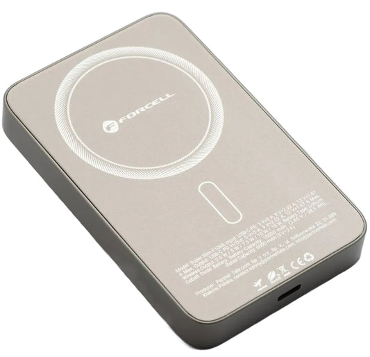 Batería Externa Inalámbrica Forcell F10K8, 10000mAh, 15W, PD + FQI, 1 x QI - 1 x USB-C, Dorada