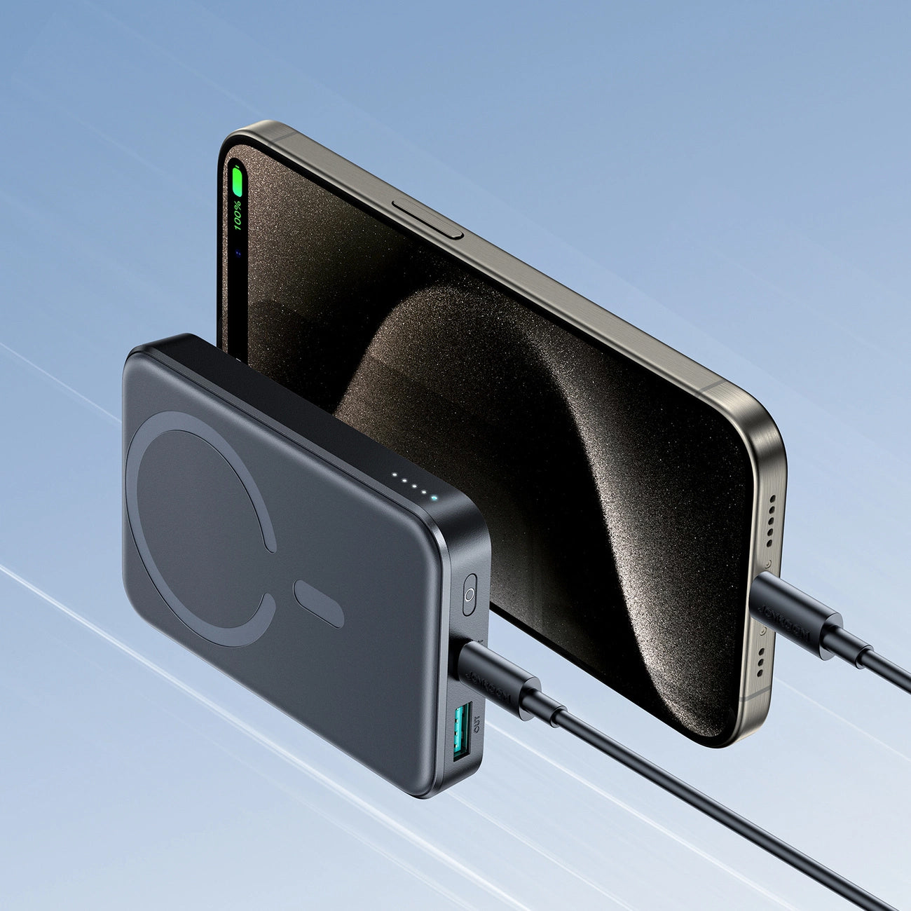 Batería Externa Inalámbrica Joyroom JR-W020, 10000mAh, 20W, QC + PD + FQI, 1 x QI - 1 x USB-A - 1 x USB-C, Negra