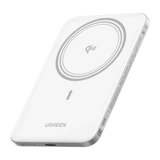 Batería Externa Inalámbrica UGREEN PB580 (95931B), 5000mAh, 20W, PD + FQI, 1 x QI - 1 x USB-C, Blanca