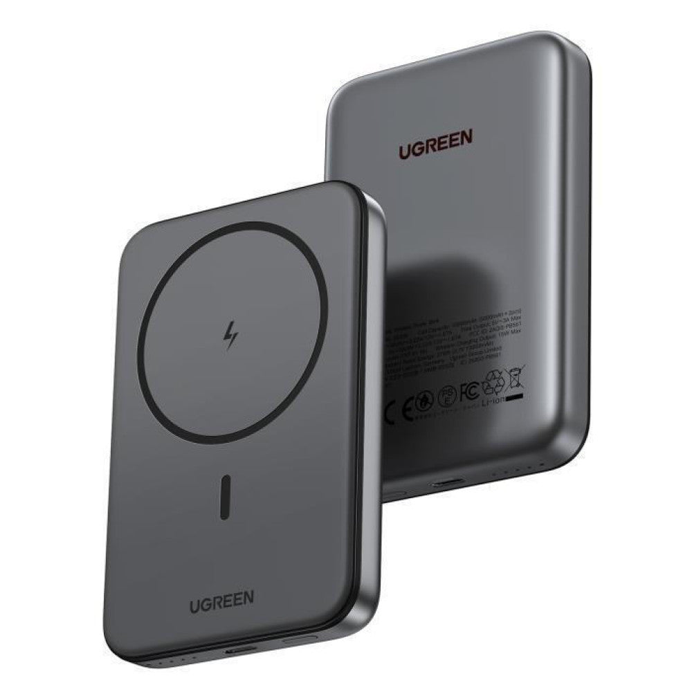 Batería Externa Inalámbrica UGREEN PB561, 10000mAh, 20W, PD + FQI, 1 x QI - 1 x USB-C, Negra