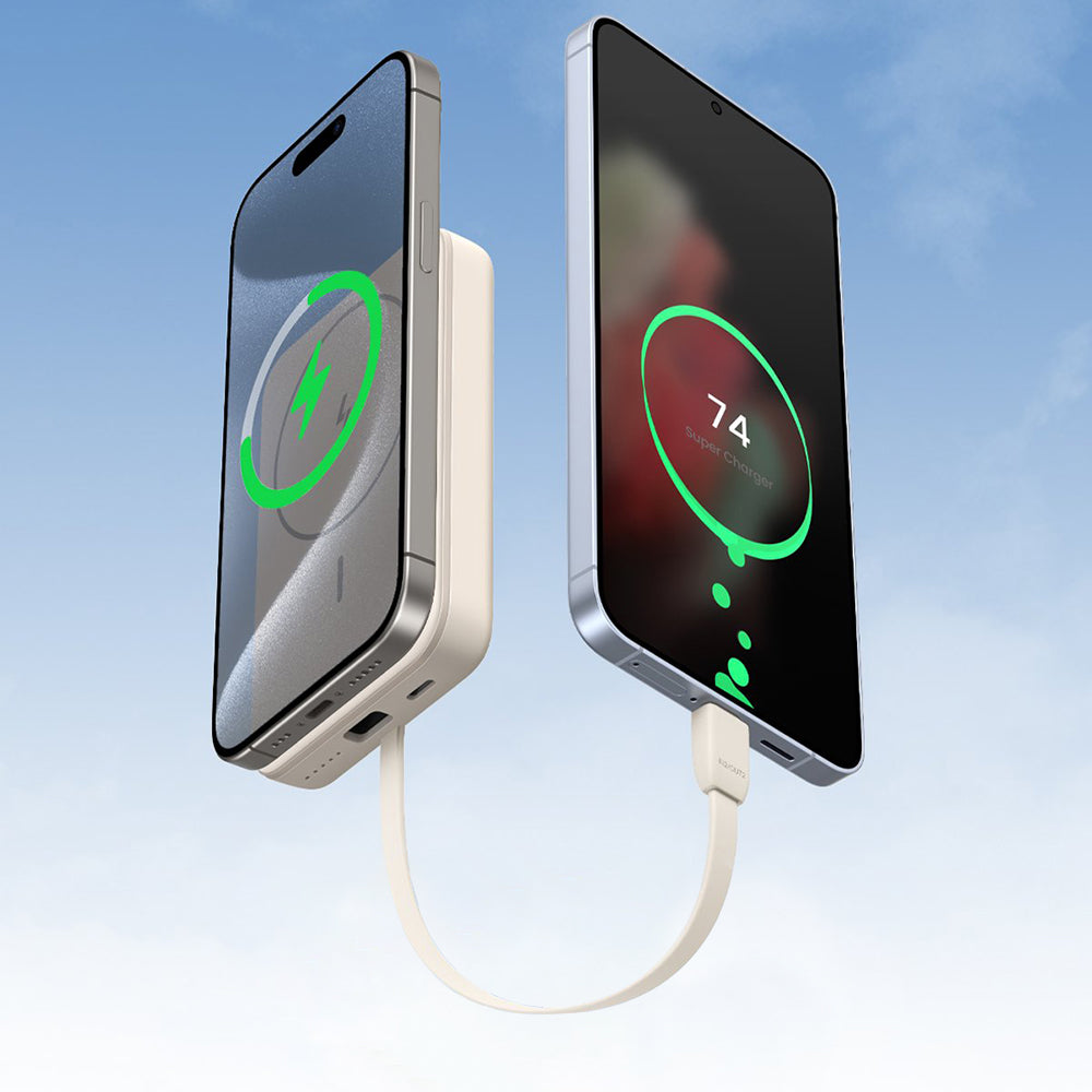 Batería Externa Inalámbrica UGREEN PB760, 10000mAh, 20W, PD + FQI, 1 x QI - 1 x USB-C, Beige