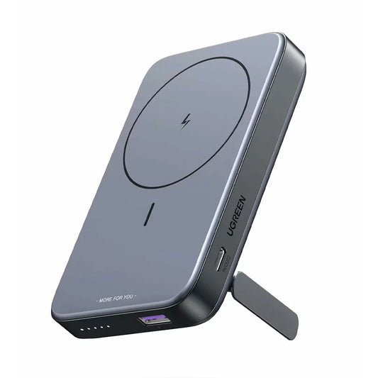 UGREEN PB206 Batería externa inalámbrica, 10000mAh, 20W, QC + PD + FQI, 1 x QI - 1 x USB-A - 1 x USB-C, Gris